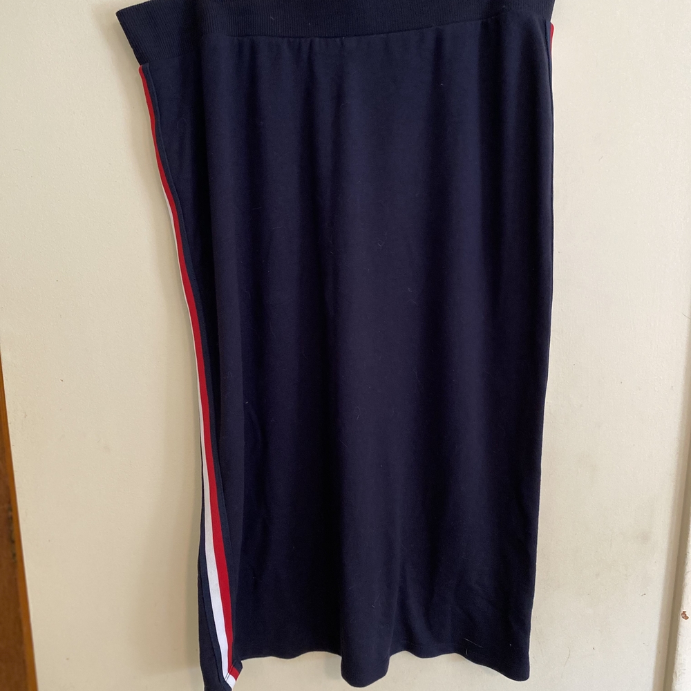 Tommy Hilfiger Dark Blue Midi Skirt with Red and White Stripes